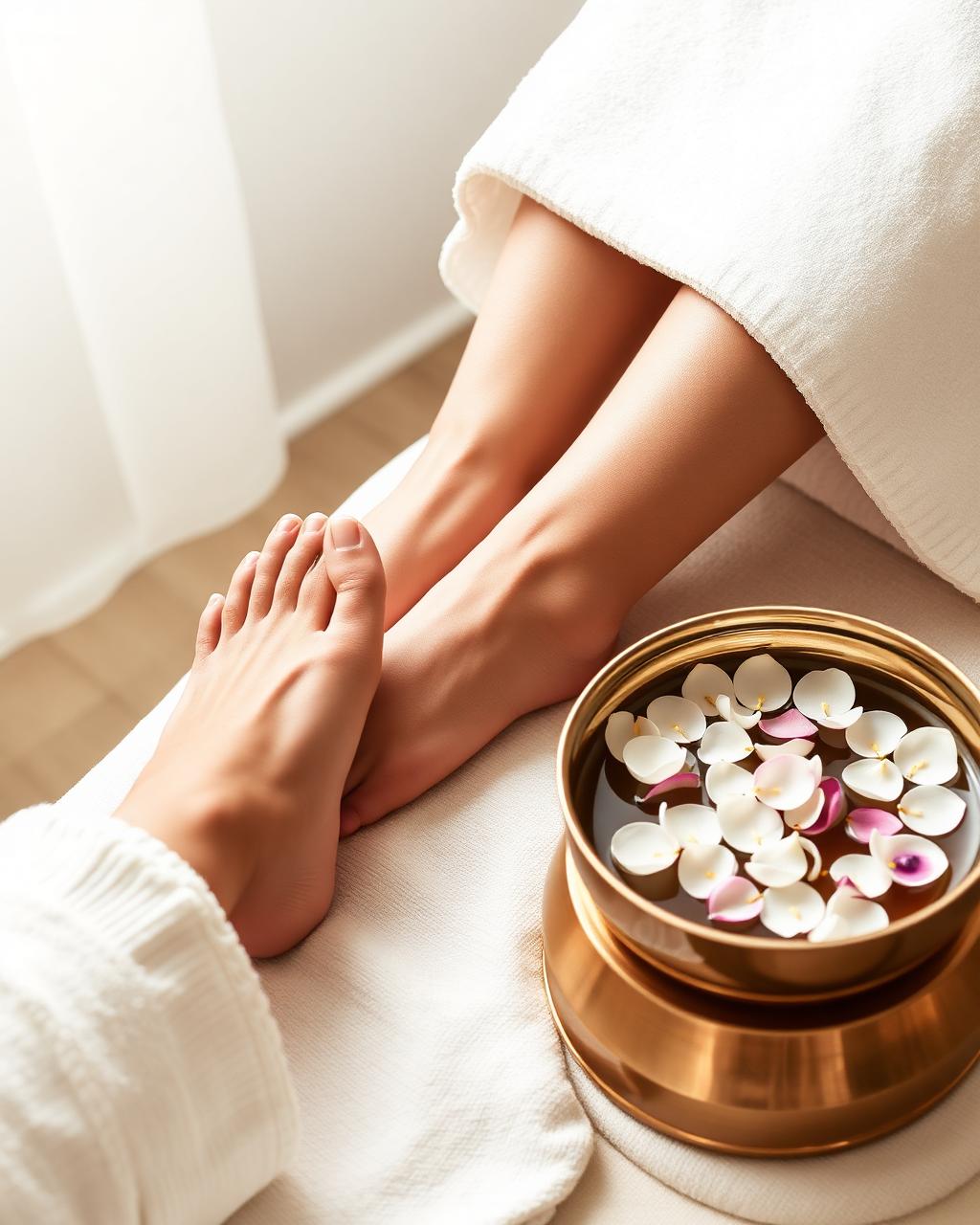 Pedicure with floating petals